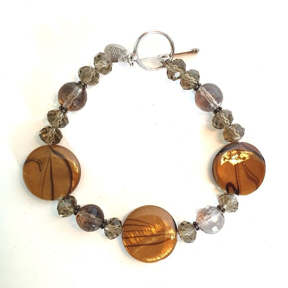 8’’ Vintage Donna Dressler 925 Sterling Silver Art Glass Crystal Bracelet - Picture 4 of 10